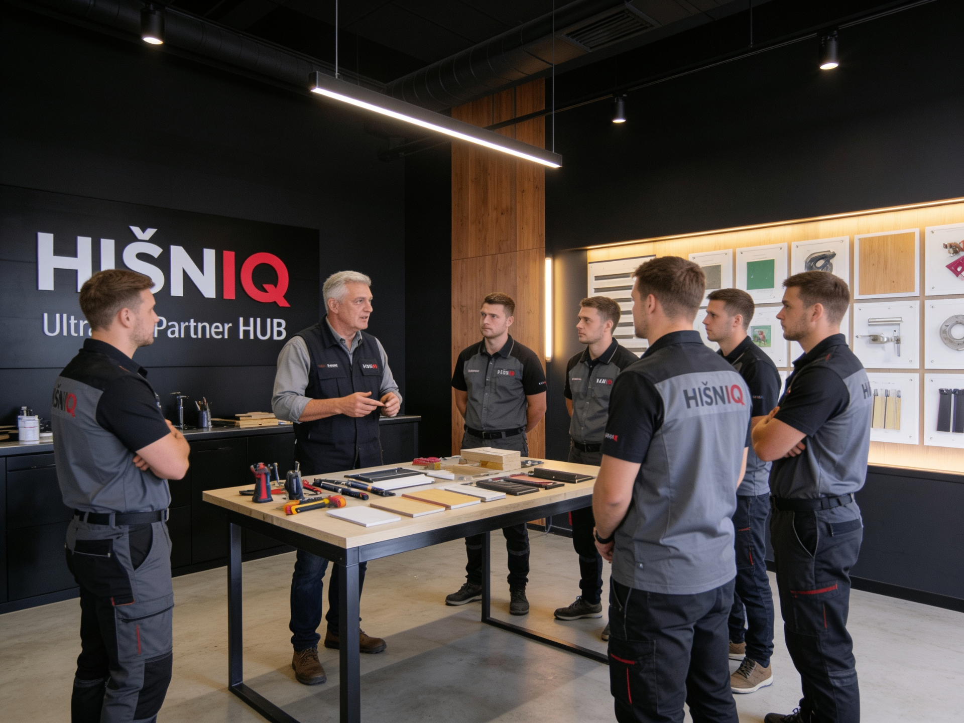 Mentor razlaga ekipi v HIŠNIQ Partner HUB-u